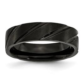 Mens Endless Affection(tm) 6mm Swirl Design Black IP Plated Band