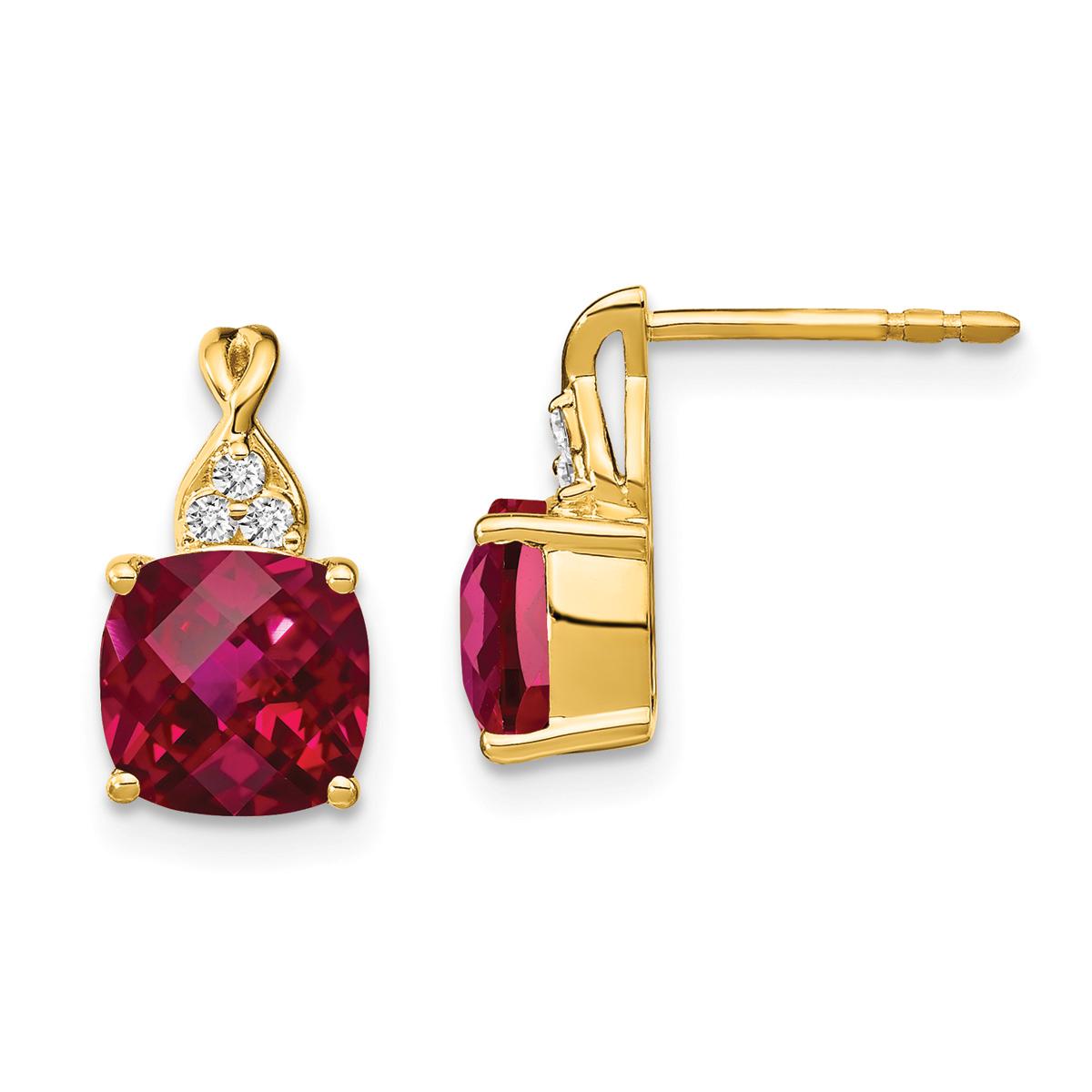 14kt. Yellow Gold Ruby Diamond Stud Earrings
