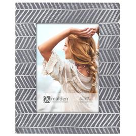Malden Grey & White Cheveron Frame - 5x7