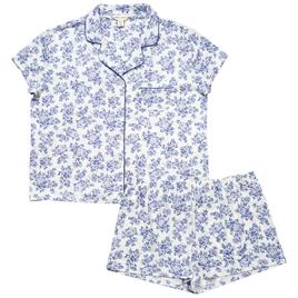 Womens Laura Ashley(R) Short Sleeve Toile Boxer Pajamas Set