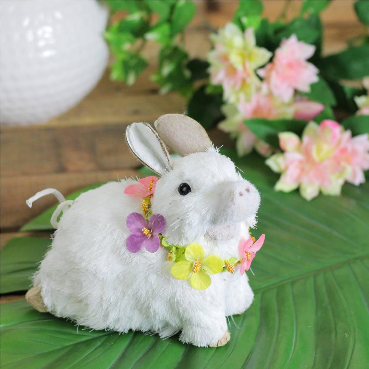 Northlight Seasonal Sisal Piglet with Floral Lei Spring Figurine