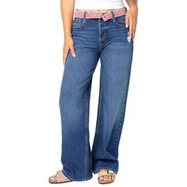 Juniors Celebrity Pink Low Rise Fold Over Baggy Wide Leg Jeans