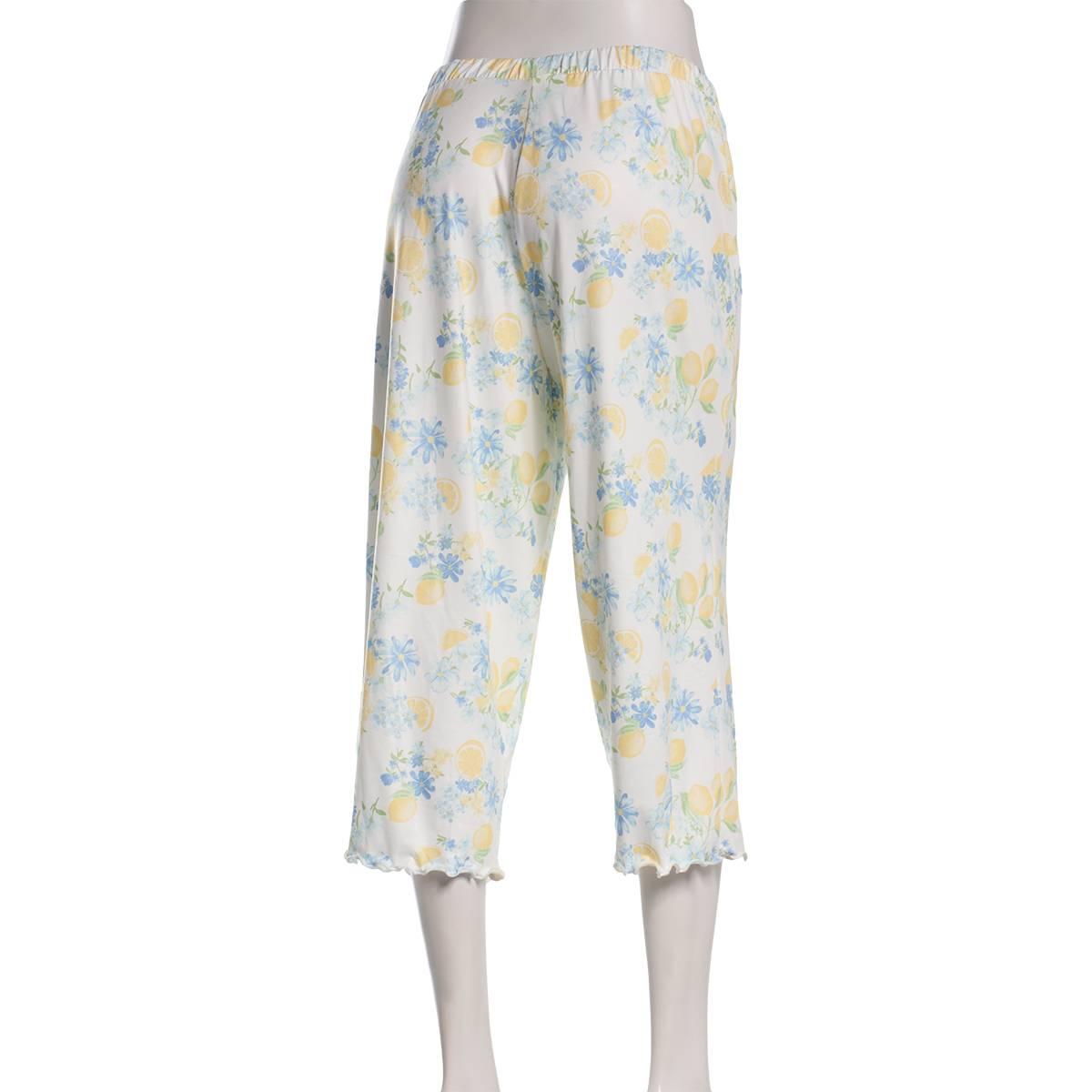 Petite Jessica Simpson Floral Citrus Lettuce Edge Pajama Capris
