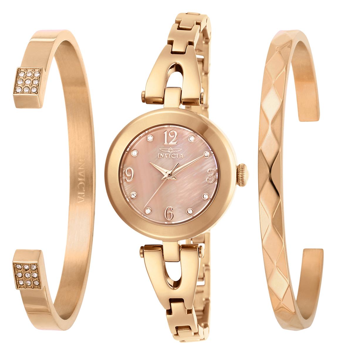 Womens INVICTA Rose Gold Quartz Watch & Bracelet Set - 29334