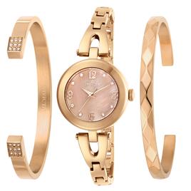 Womens INVICTA Rose Gold Quartz Watch & Bracelet Set - 29334