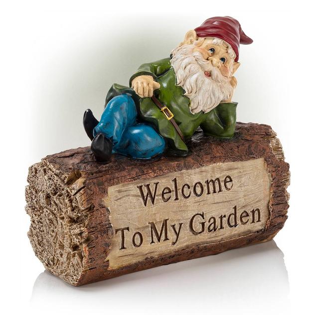 Alpine "Welcome to My Garden" Sign Gnome Statue