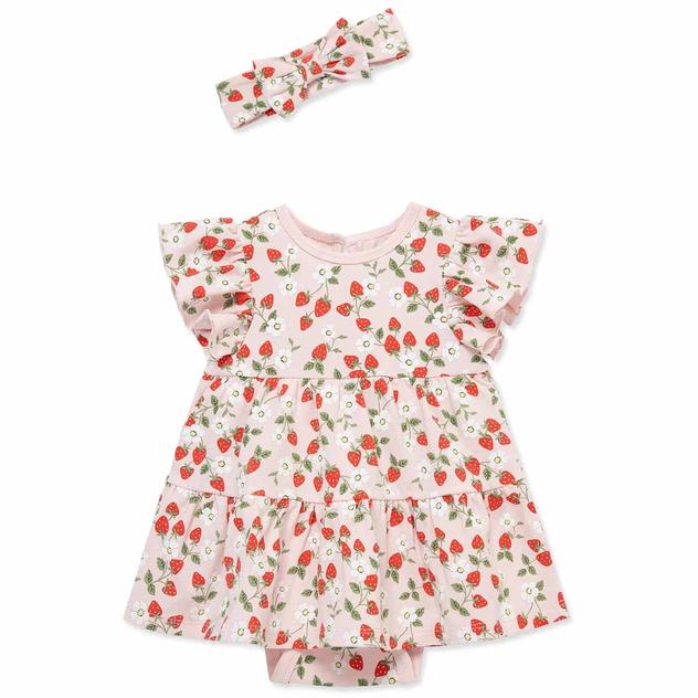 Baby Girl (3-12M) Little Me® Strawberry Bodysuit Dress