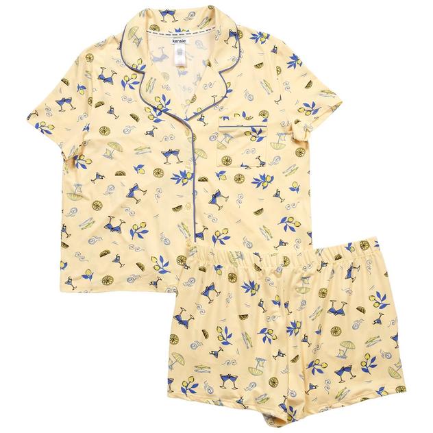 Juniors Kensie Short Sleeve Lemon Drop Pajama Set