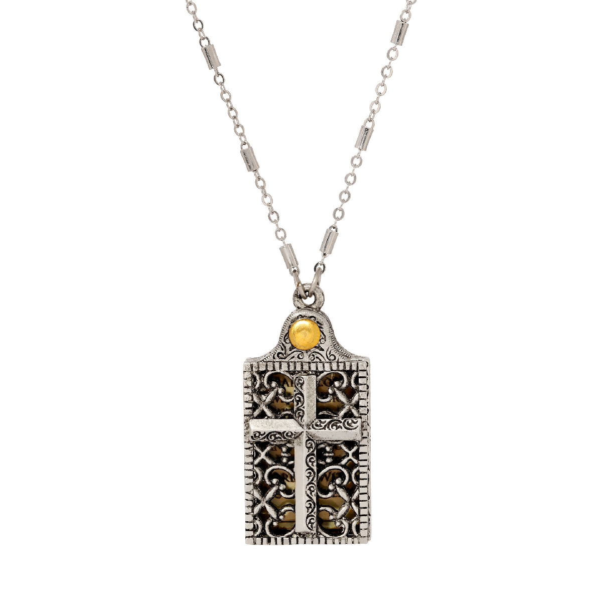 Symbols of Faith ''Hear Oh Lord'' Prayer Cross Locket Necklace