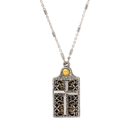 Symbols of Faith ''Hear Oh Lord'' Prayer Cross Locket Necklace