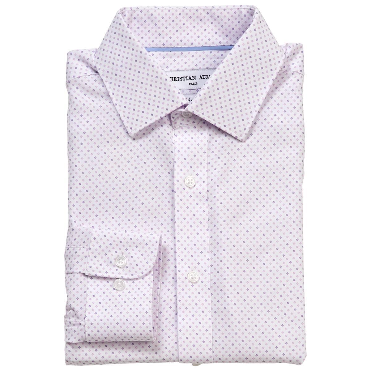 Mens Christian Aujard Regular Stretch Dress Shirt - Purple Geo