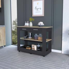 FM FURNITURE Brooklyn 80 Light Oak Kitchen Island