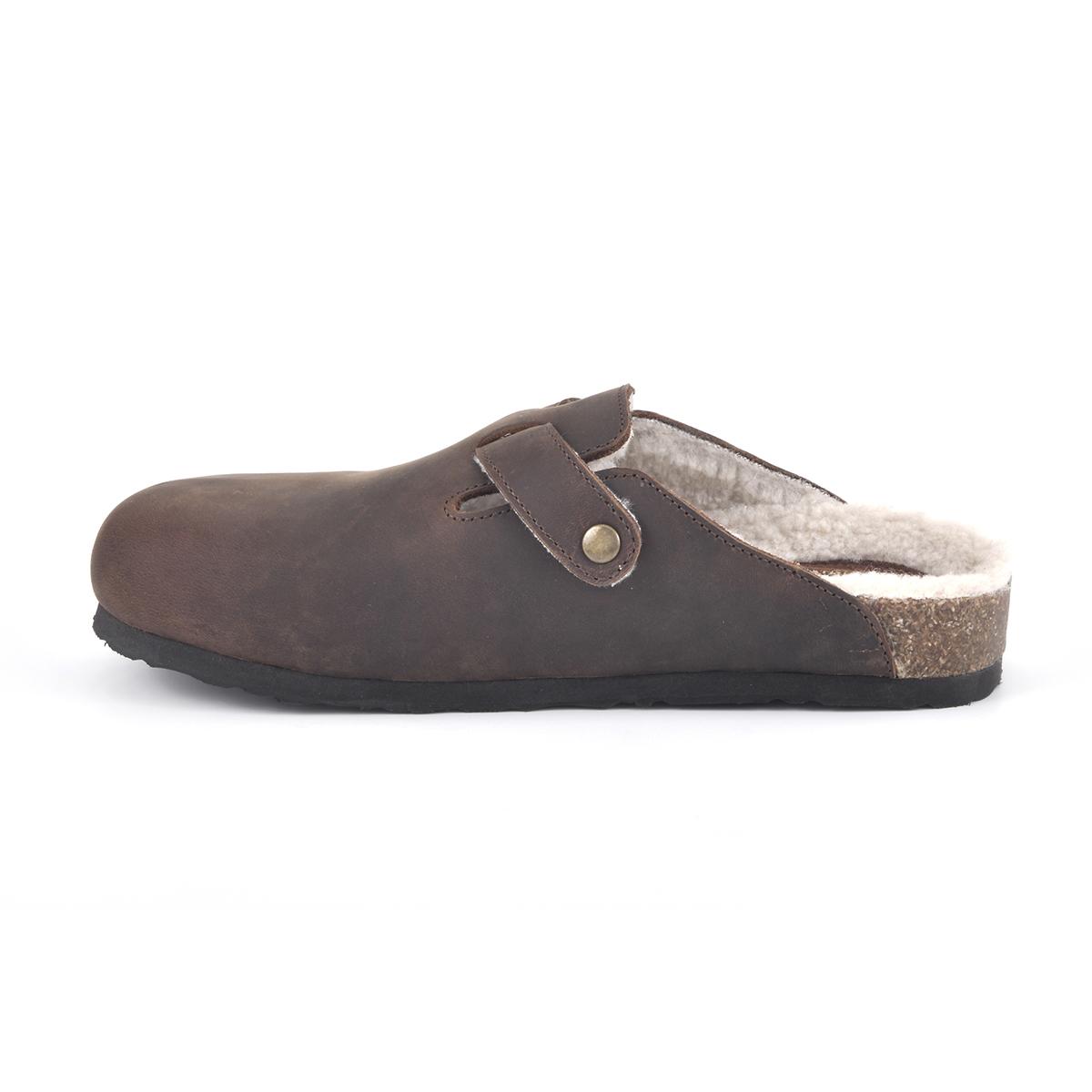 Womens White Mountain Bari Leather with Faux Fur Footbeds™ Clogs