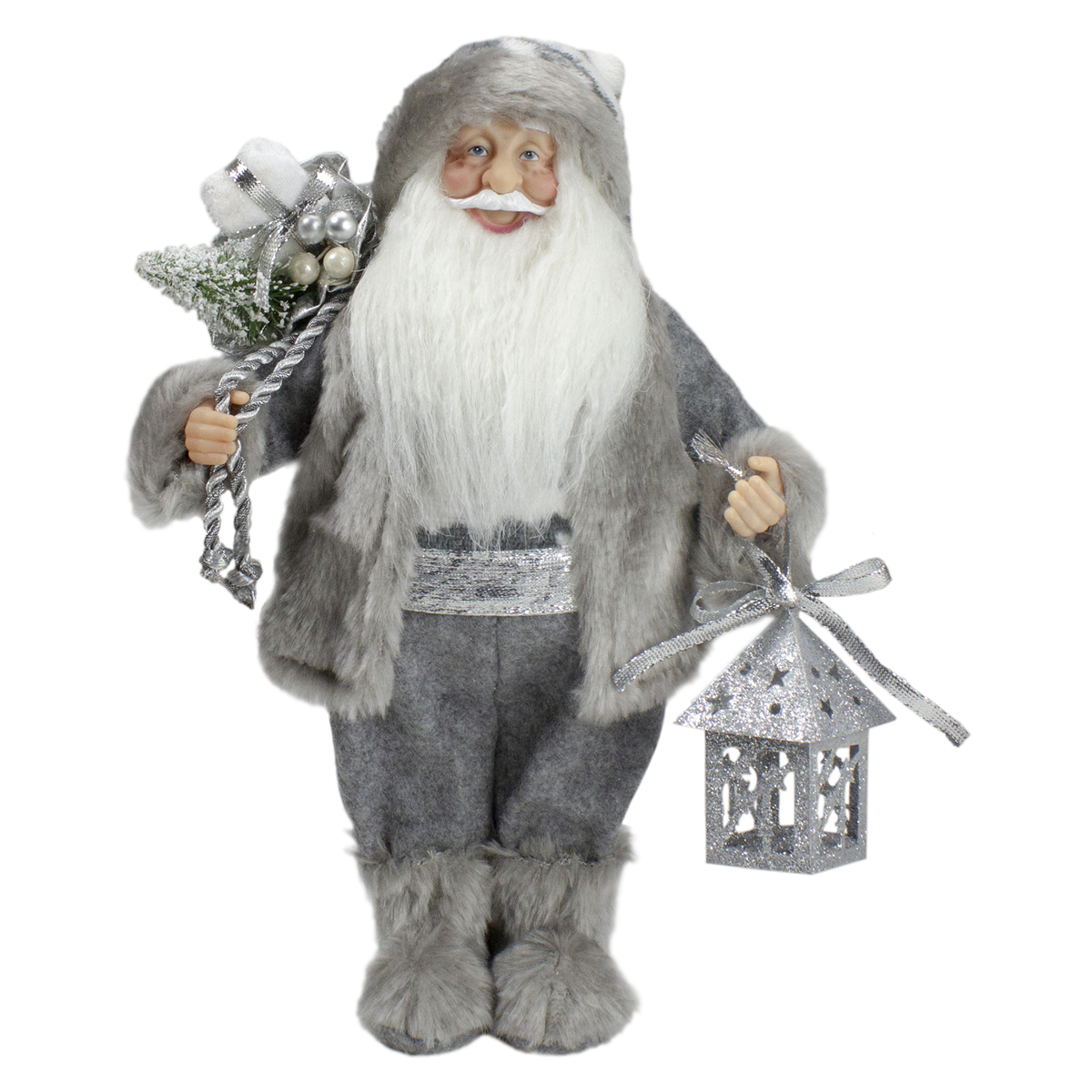 Northlight 12in. Faux Fur Standing Santa Claus Christmas Figurine
