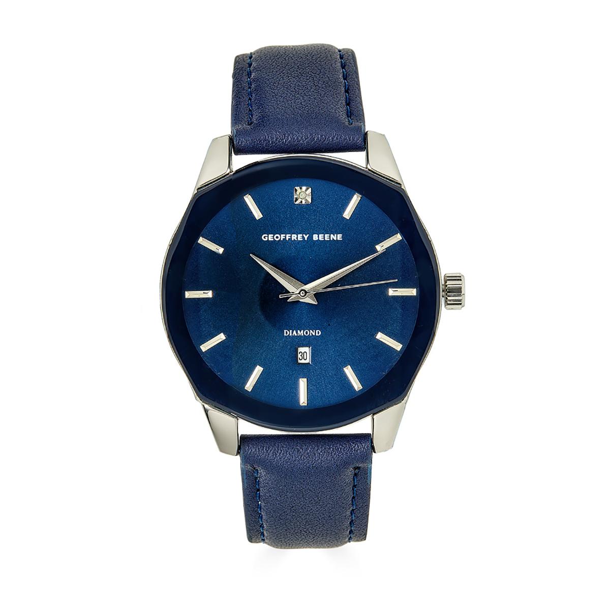 Mens Geoffrey Beene(R) Genuine Diamond Strap Watch-GBA0009SL
