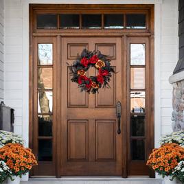 Northlight Seasonal 22in. Unlit Red & Gold Rose Halloween Wreath