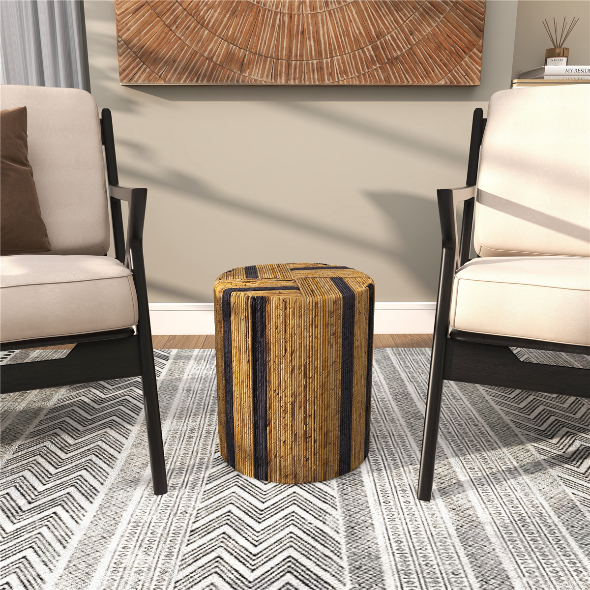 9th & Pike® Bohemian Brown Banana Leaf Accent Table
