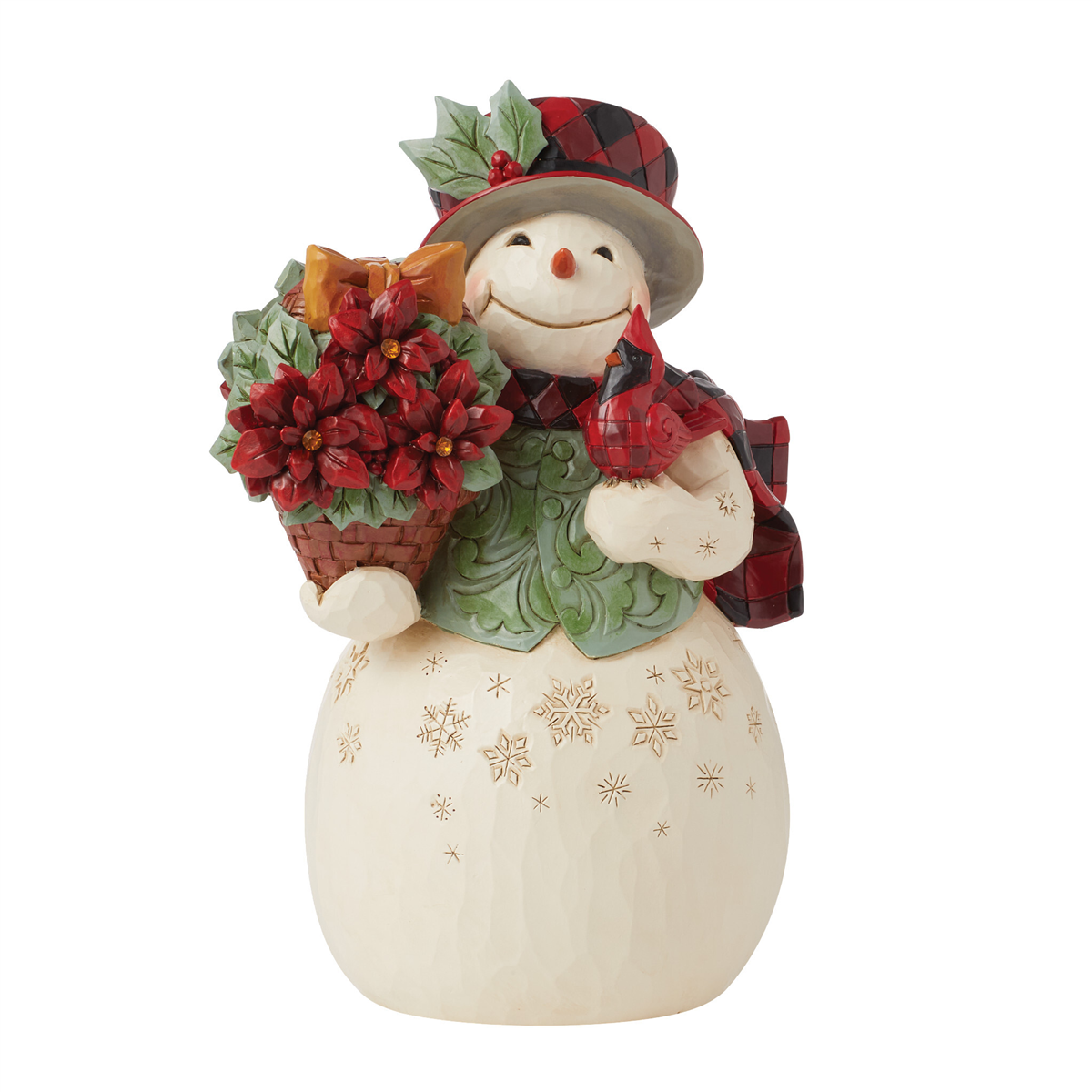 Jim Shore Heartwood Creek Highland Glen Snowman Basket Figurine