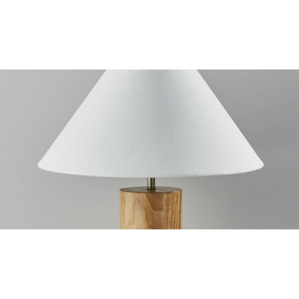 9th & Pike® 26in. White Shade Natural Wood Cylinder Table Lamp