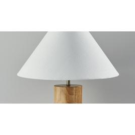 9th & Pike® 26in. White Shade Natural Wood Cylinder Table Lamp