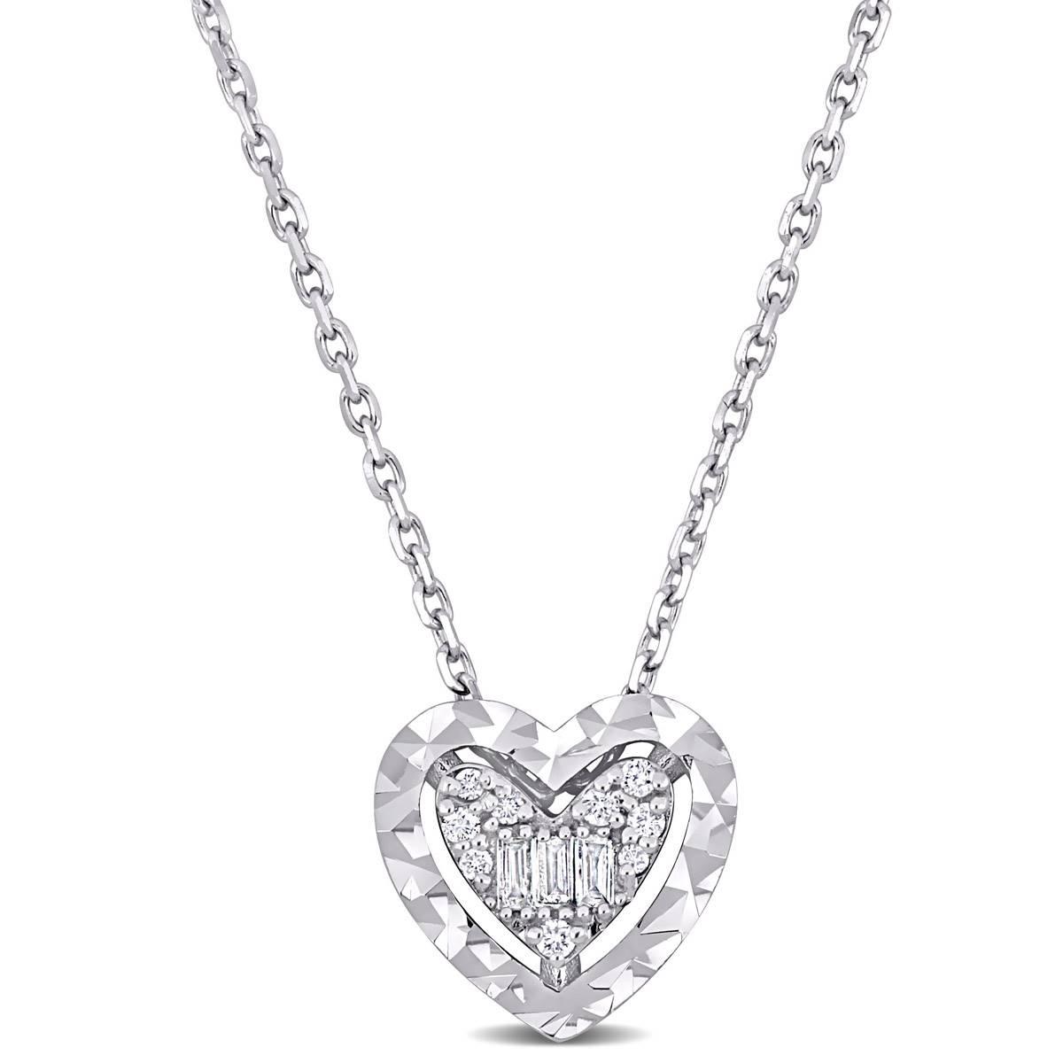 Sophia B 0.06ctw. Baguette Heart Diamond Pendant Necklace