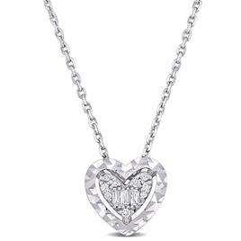 Sophia B 0.06ctw. Baguette Heart Diamond Pendant Necklace