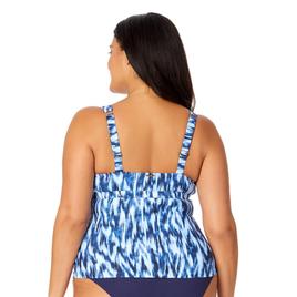 Plus Size Anne Cole Tie Dye Ikat Plunge Tankini Swim Top