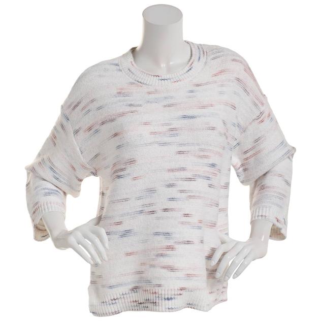Plus Size Architect® 3/4 Sleeve Reverse Stitch Space Dye Sweater