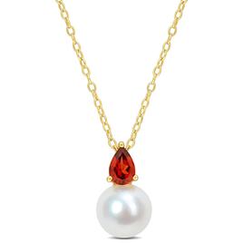 Gemstone Classics(tm) Freshwater Pearl & Garnet Pendant