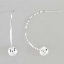 Sterling Silver 8mm Silver Bead Half Hoop Earrings