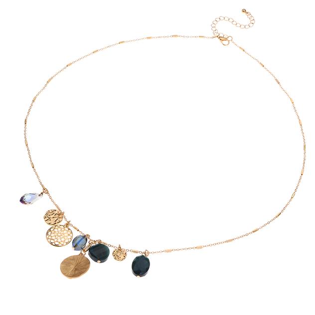 Ashley Cooper™ Gold-Tone Blue Bead Cluster Pendant Necklace
