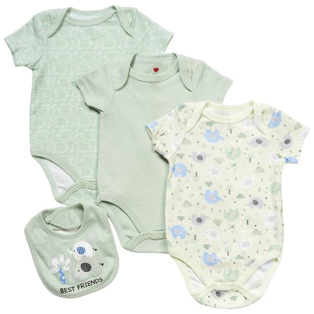 Baby Unisex (NB-9M) Mini Hop 4pc. Best Friends Bodysuits & Bib