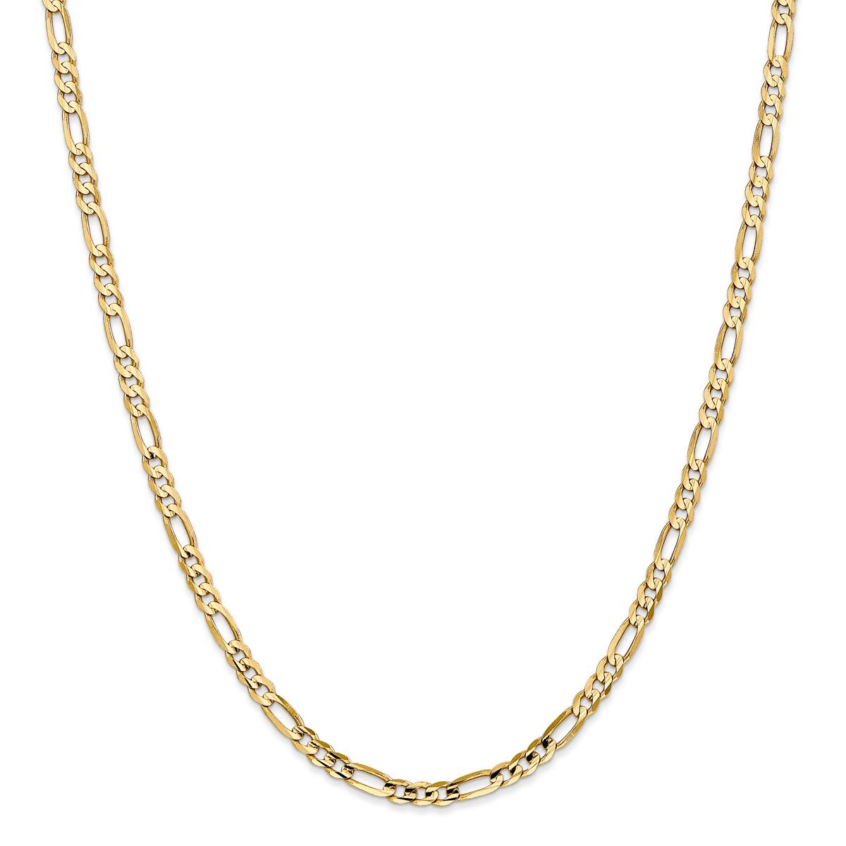 Mens Gold Classics(tm) 4mm. 14k Concave Open Figaro Chain Necklace