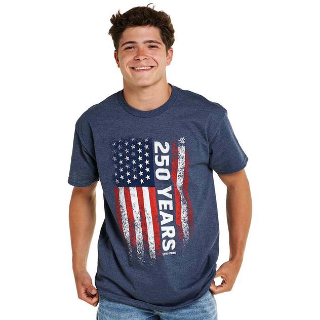 Mens Home of the Brave 250 Years American Flag Short Sleeve Tee