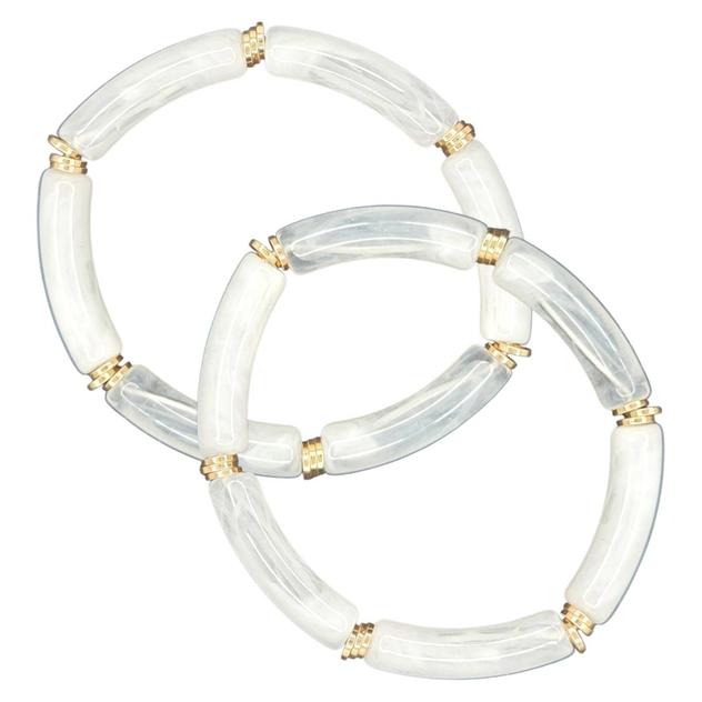 Ashley Cooper™ Gold-Tone White Swirl Acrylic Stretch Bracelet Set