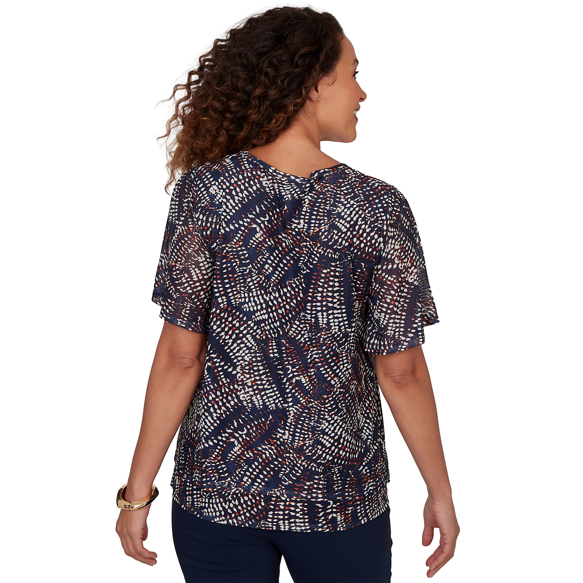 Womens Emaline Summer In The City Short Sleeve Tier Blouse