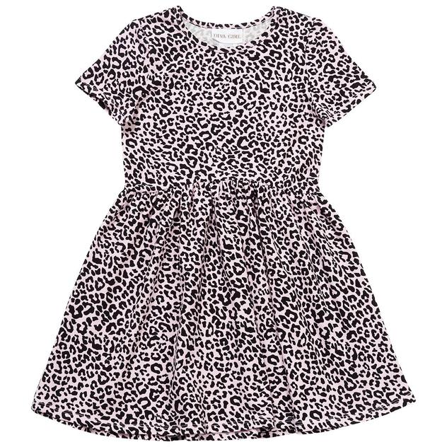 Girls (7-16) DIVA GIRL Leopard Stretchy Knit Skater Dress