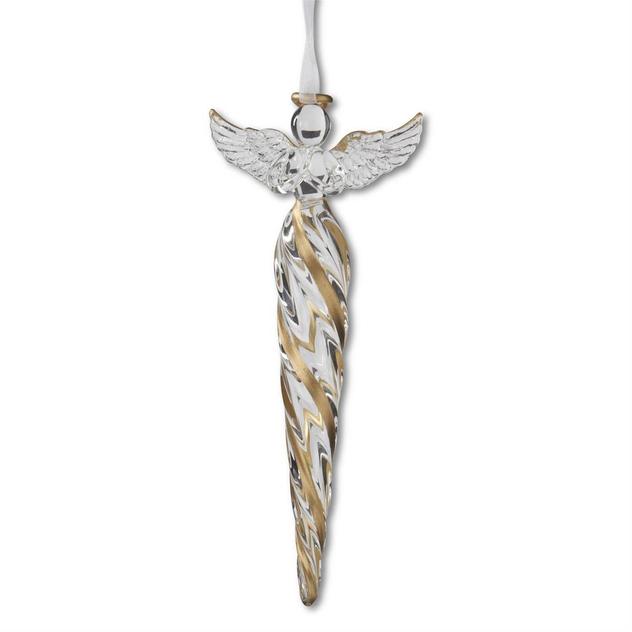 K&K Interiors Glass Icicle Christmas Ornament w/ Angel Top