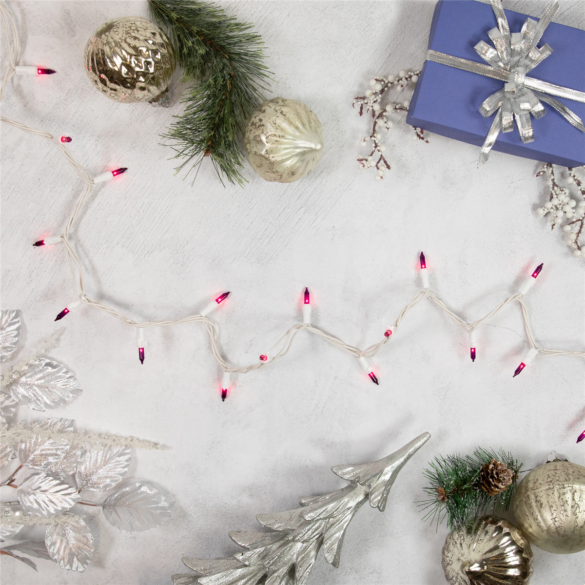 Brite Star 49.5ft. Purple Mini Christmas White Wire Light Set