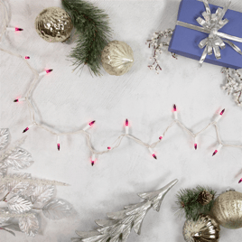 Brite Star 49.5ft. Purple Mini Christmas White Wire Light Set