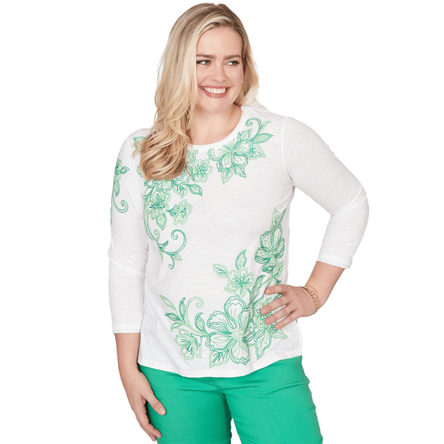 Womens Alfred Dunner Resort Living Tropical Floral Blouse