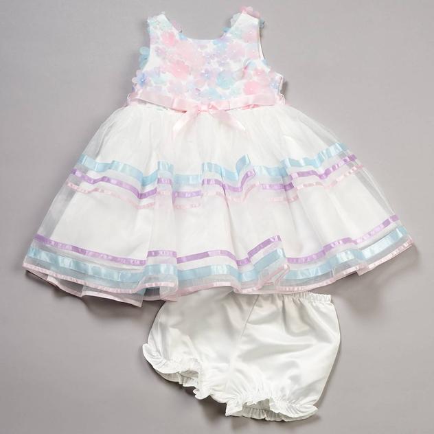 Baby Girl (12-24M) Rare Editions 3D Flower Bodice Mesh Dress