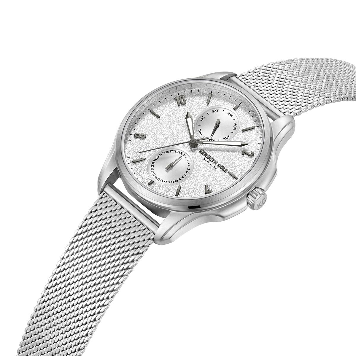 Mens Kenneth Cole® Silver Textured Dial Watch - KCWGK0015950