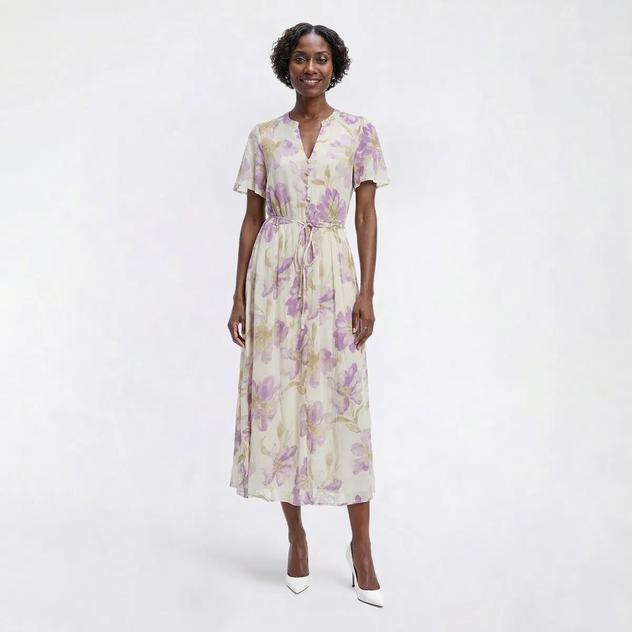 Womens Harlow & Rose Flutter Sleeve Floral Midi Dress
