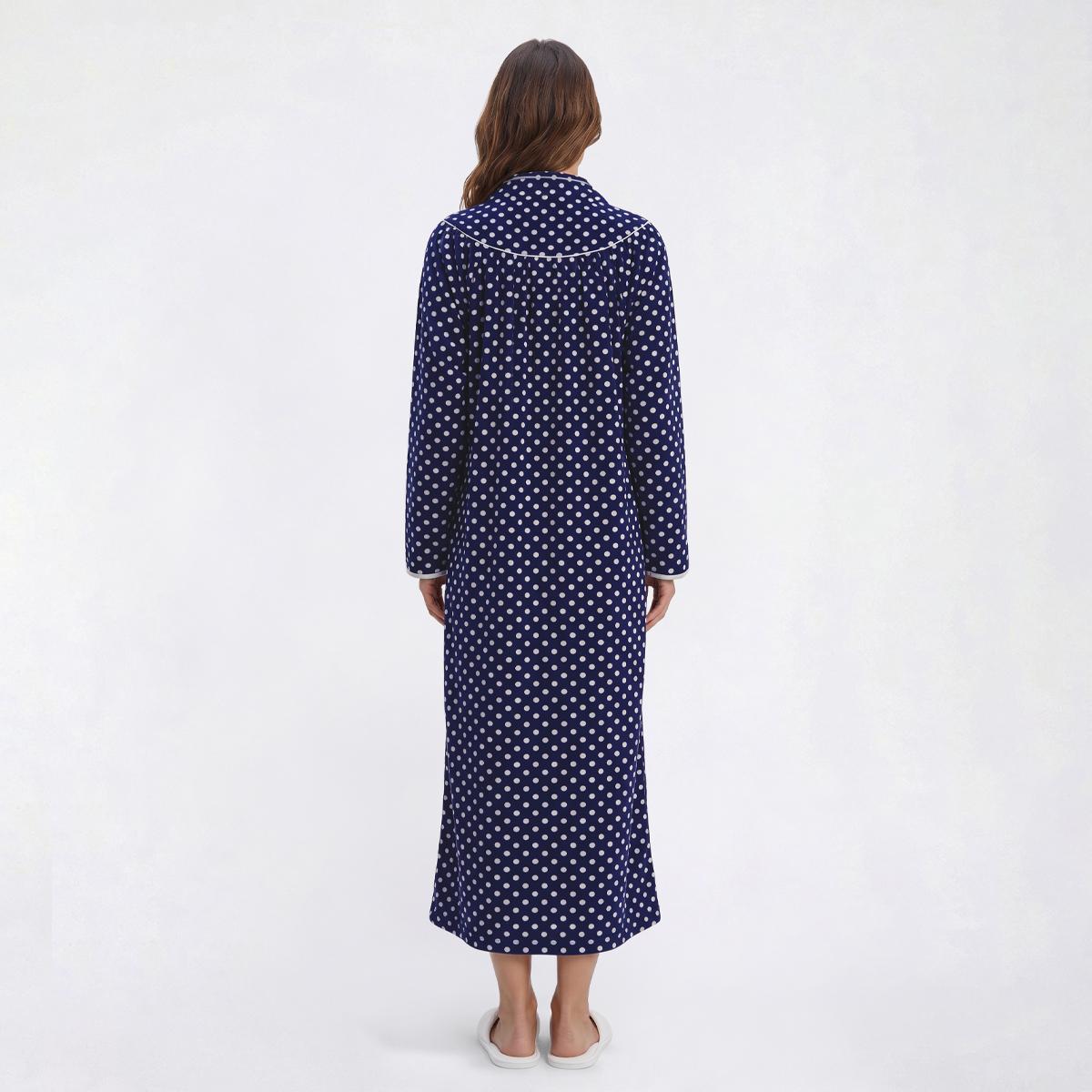 Plus Size Loungees Long Sleeve Dots Fleece Duster