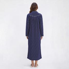Plus Size Loungees Long Sleeve Dots Fleece Duster