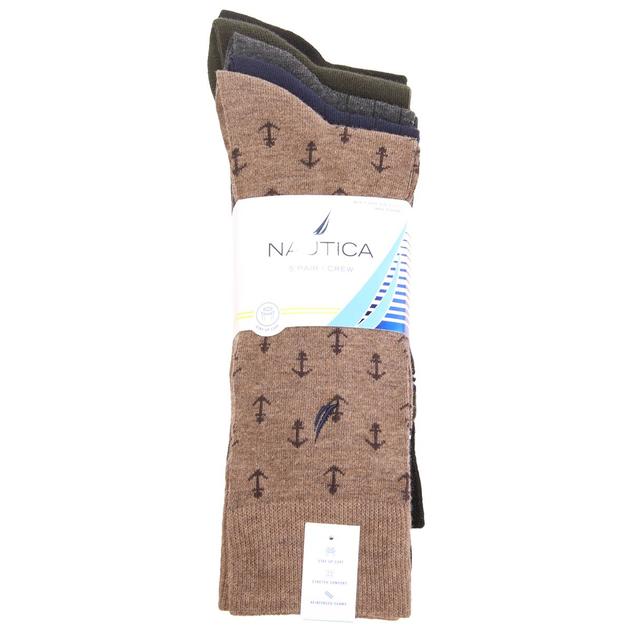 Mens Nautica 5pk. Anchor/Ribbed/Solid Crew Dress Socks