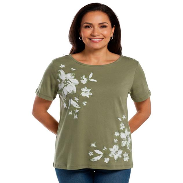 Plus Size Hasting & Smith Short Sleeve Watercolor Floral Tee