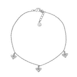 Barefootsies Silver-Tone Oblong Center Chain Anklet