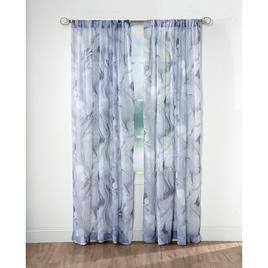 Carrara Marble Print Crushed Voile Rod Pocket Curtain Panels